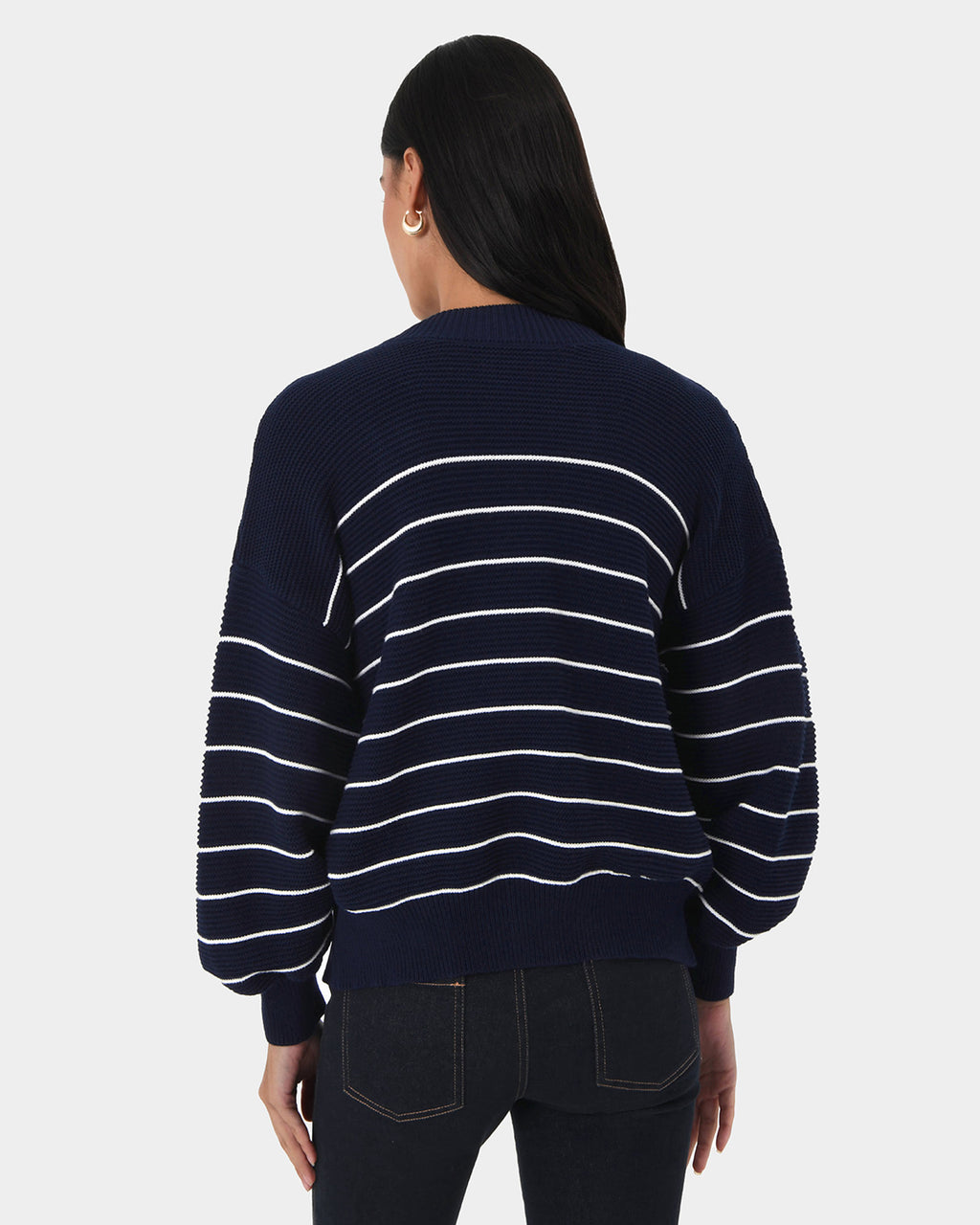 Gia Reversible Cotton Knit in navy — back view