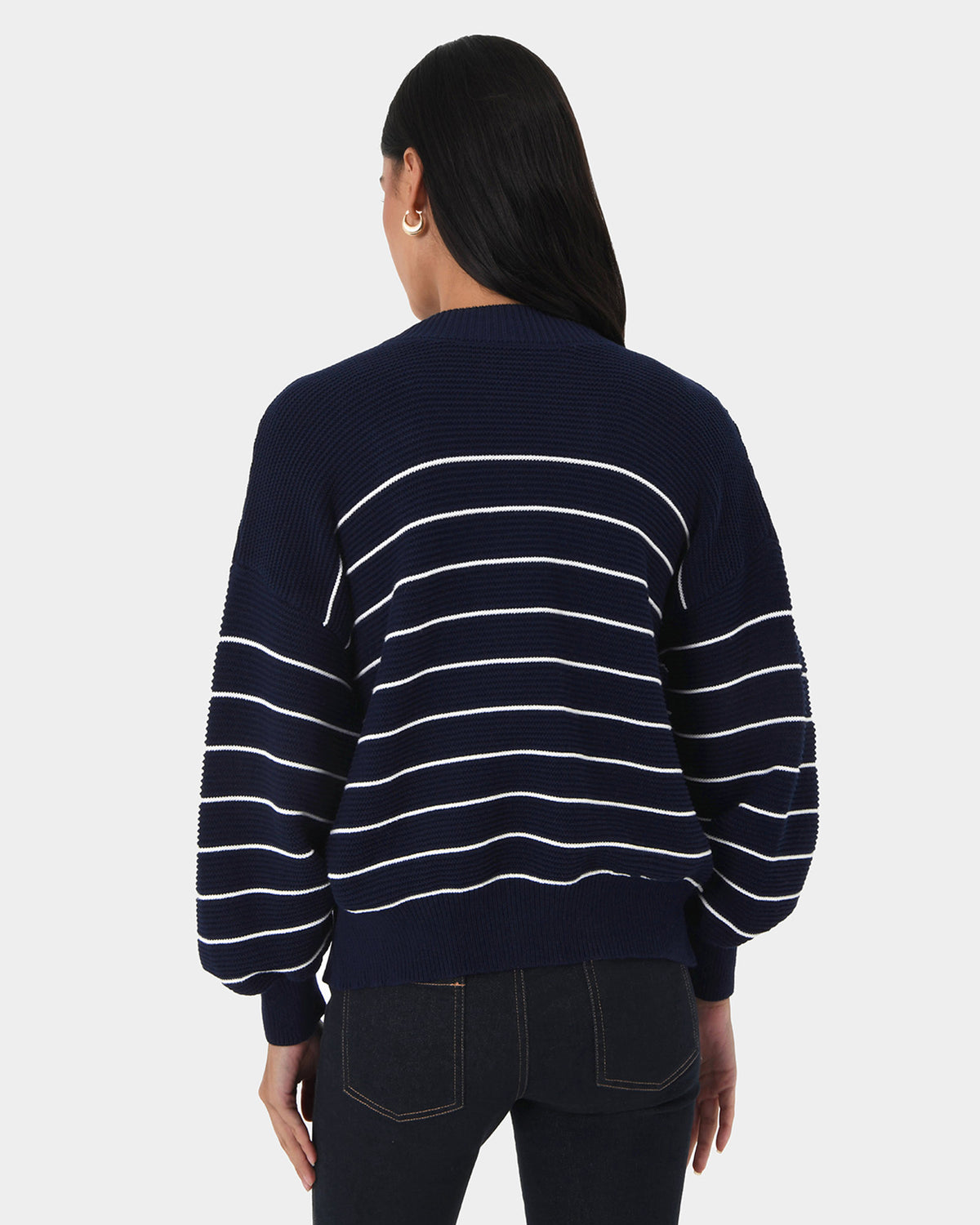 Gia Reversible Cotton Knit in navy — back view