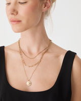 Soltice Layered Necklace in gold — fabric detail