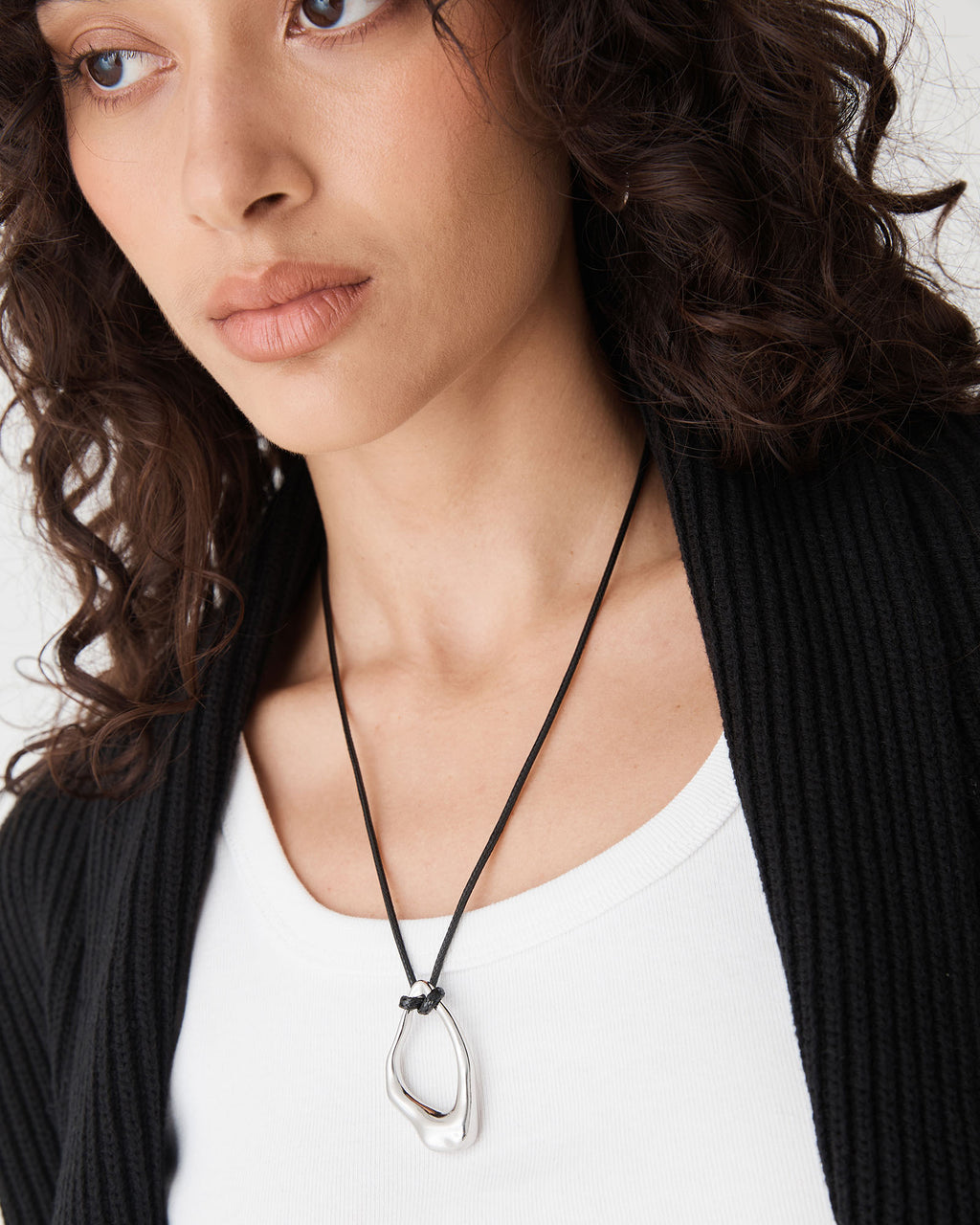 Elara Fluent Silver Pendant in silver — view 2