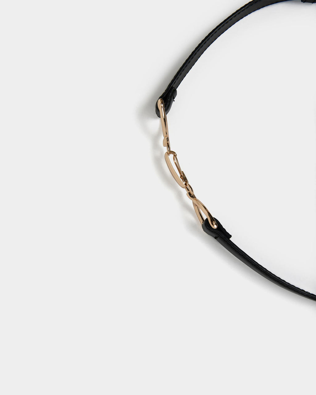 Emeri Leather Adjustable Belt in black silver — fabric detail