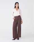 Alina Leather Belt in brown gold — full-length view