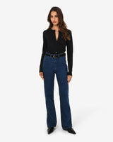 Kristen Suede Leather Belt in black — full-length view