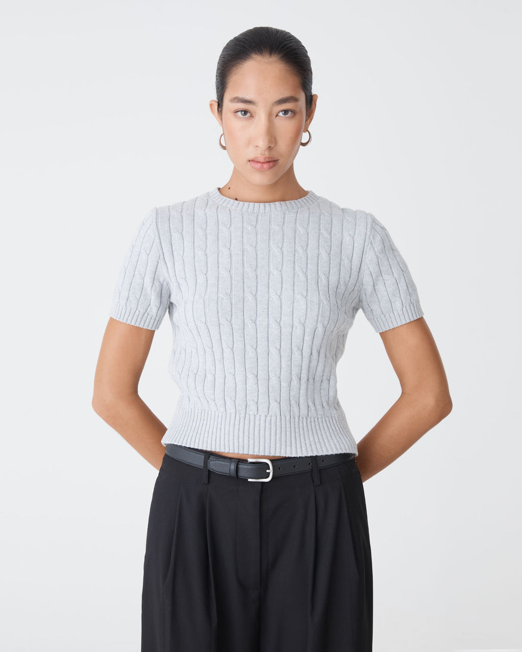 Bella Leather Belt in black — close-up view