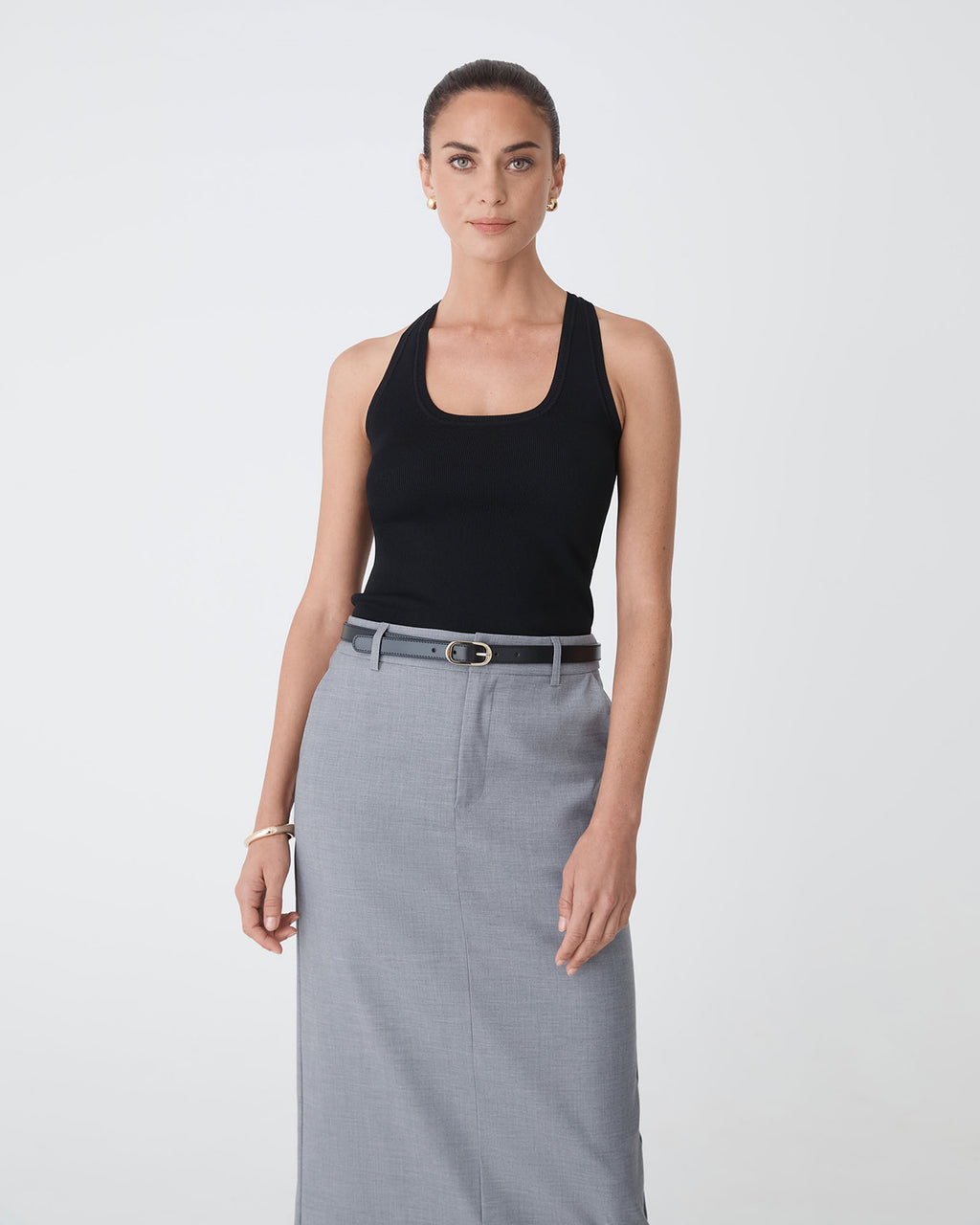 Dana Leather Belt in black — close-up view