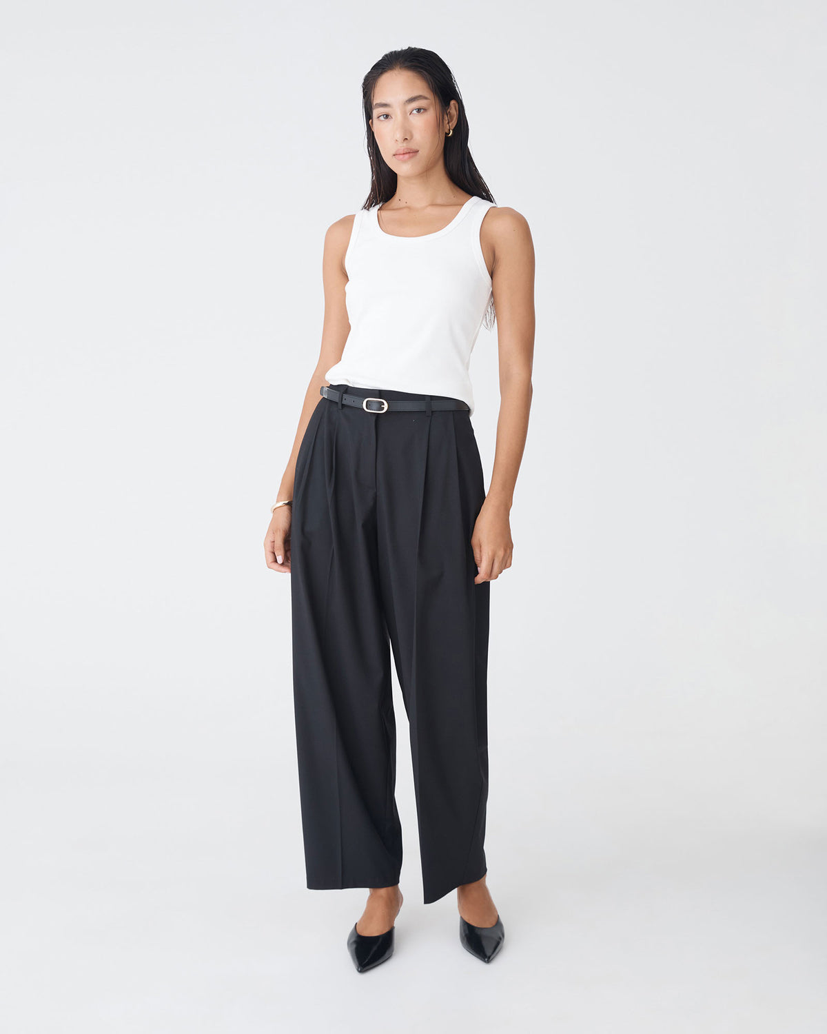 Dana Leather Belt in black — full-length view