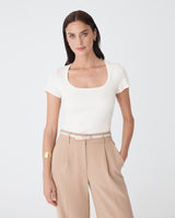 Lupita Adjustable Belt in cream — close-up view
