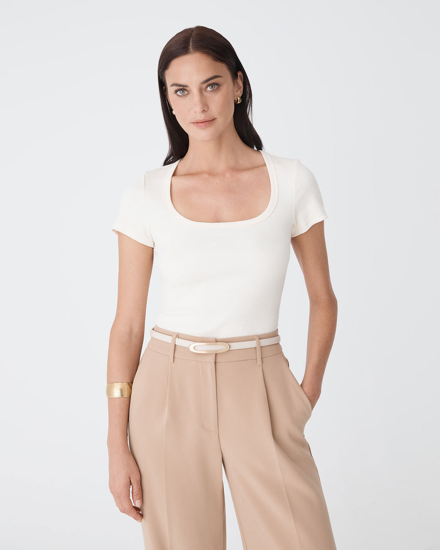 Lupita Adjustable Belt in cream — close-up view
