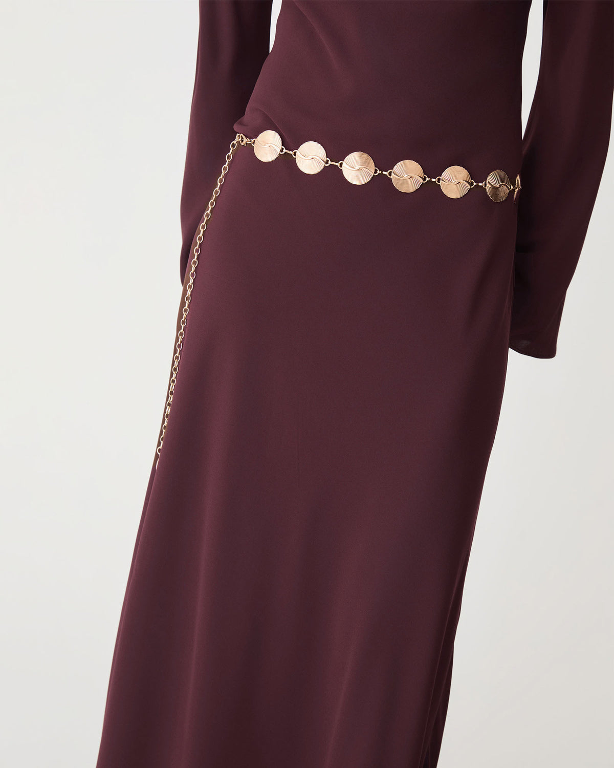 Elara Coin Belt in gold — fabric detail
