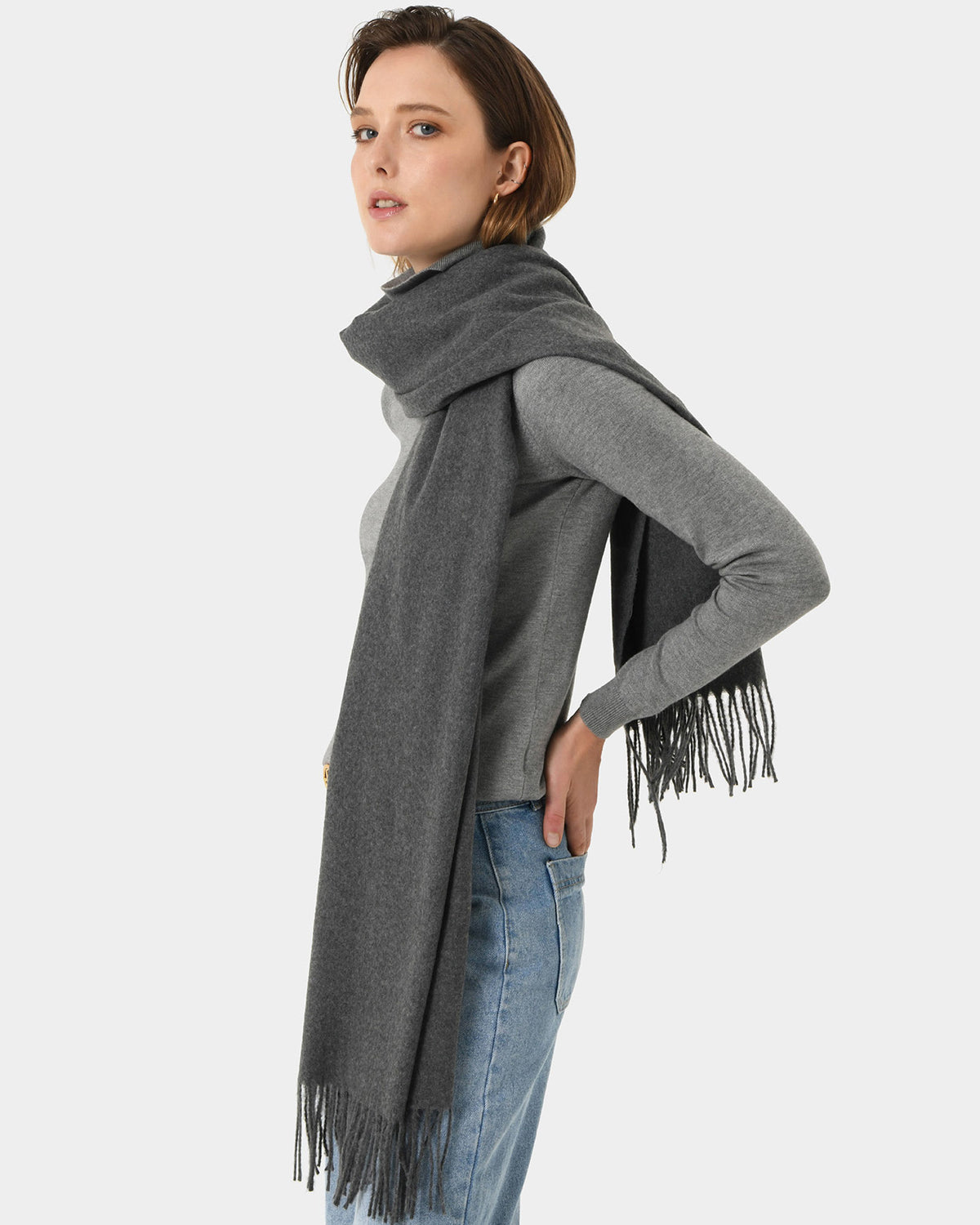 Julianna Scarf in charcoal — side view
