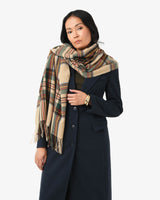 Lena Checked Scarf in camel — close-up view