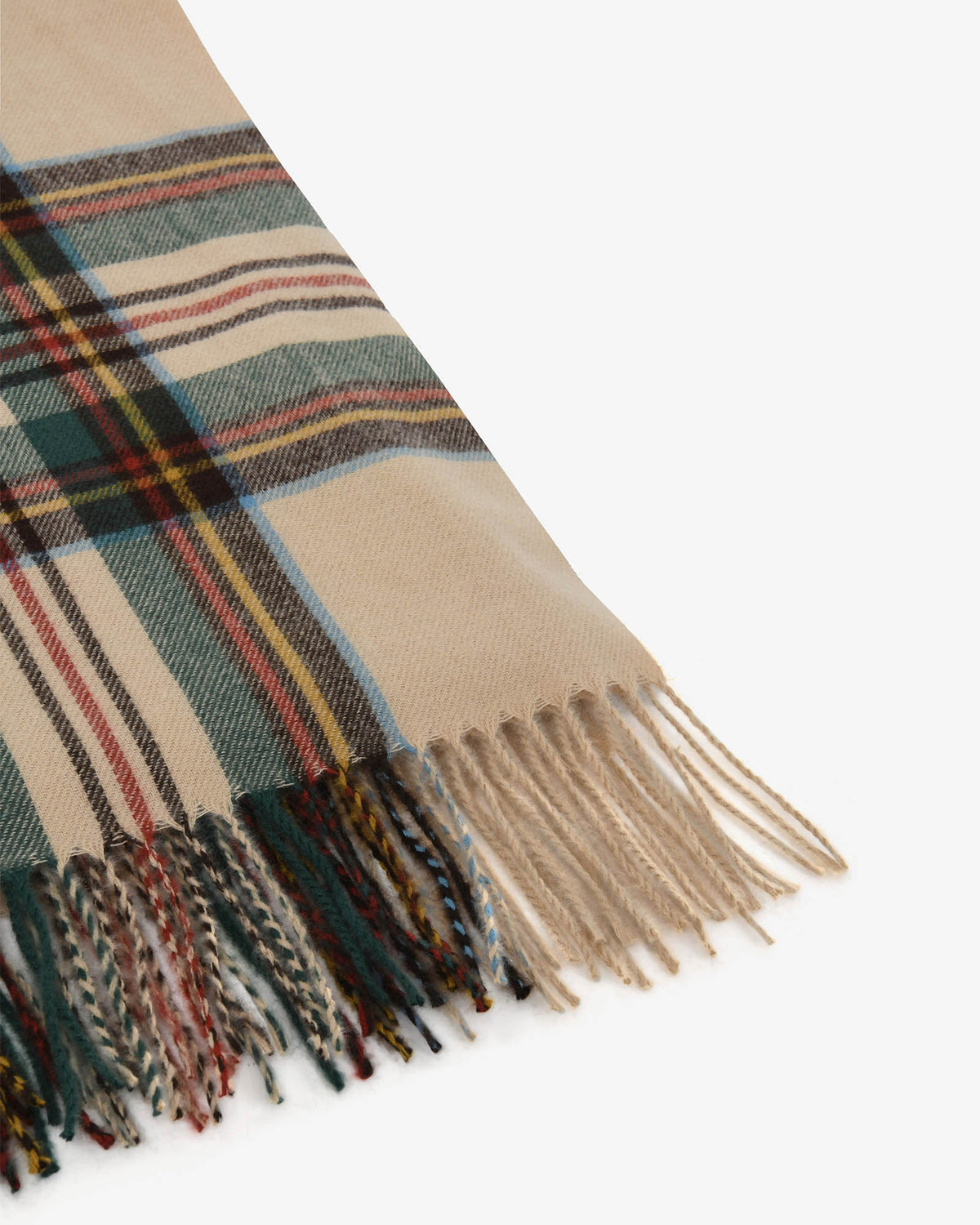 Lena Checked Scarf in camel — fabric detail