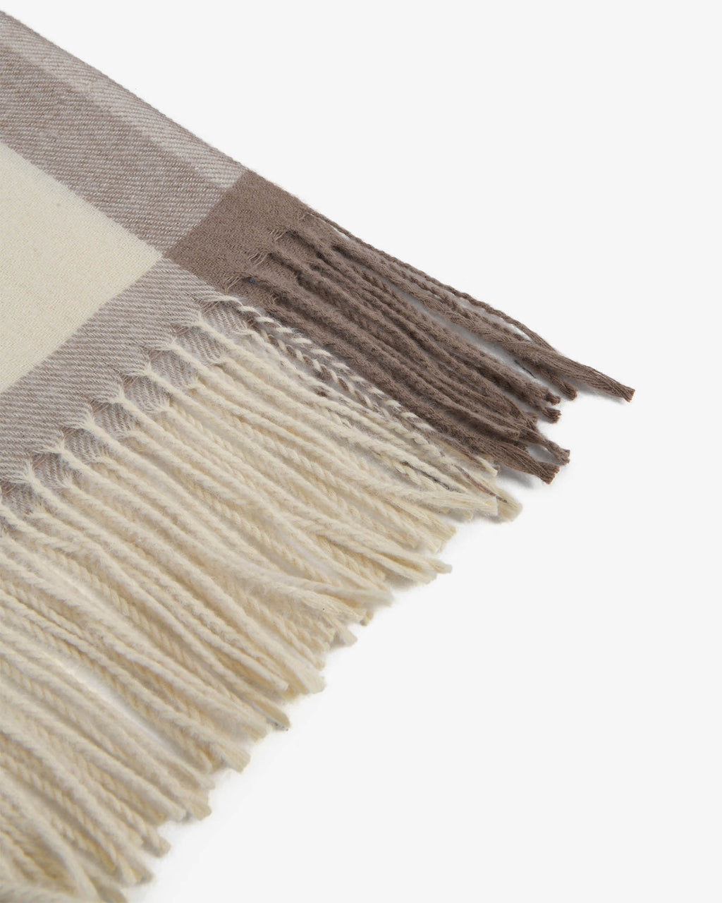 Ashley Fringe Scarf in khaki beige — fabric detail