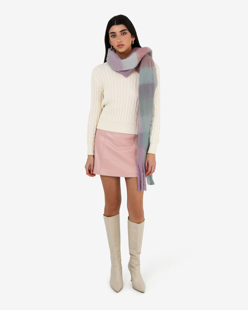 Finnley Checked Scarf in pink multi — view 3
