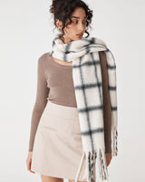 Seville Check Scarf in white black — close-up view
