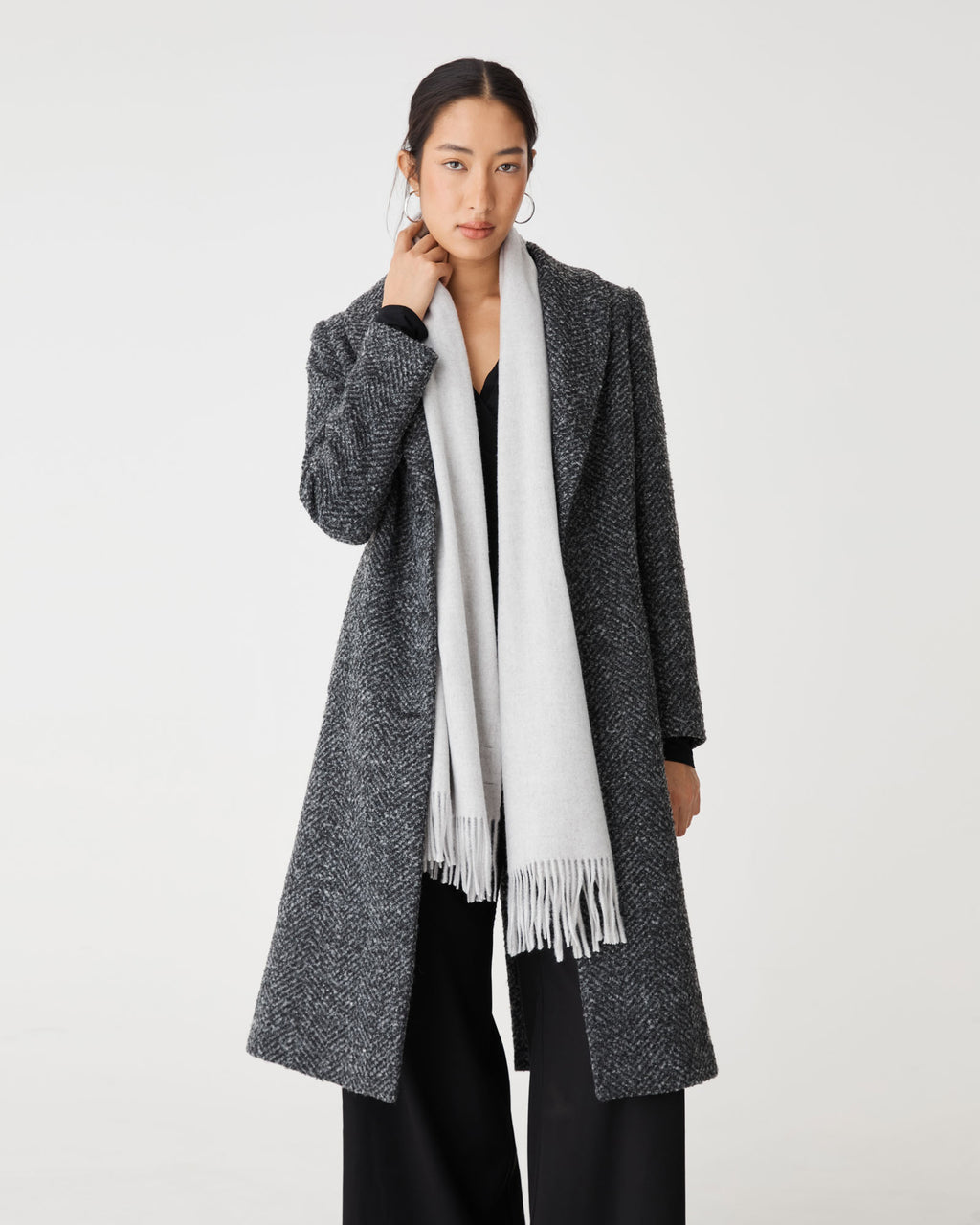 Paloma Wool Blend Scarf in light grey — close-up view
