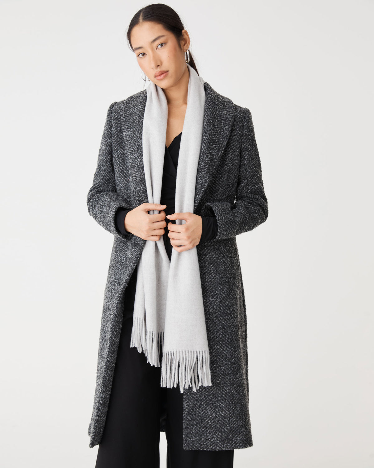 Paloma Wool Blend Scarf in light grey — full-length view