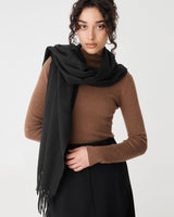 Audree Wool Blend Scarf in black — close-up view