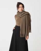 Audree Wool Blend Scarf in coffee — close-up view