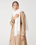 Audree Wool Blend Scarf in milk white — close-up view