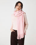 Audree Wool Blend Scarf in pale pink — close-up view