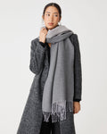 Grace Wool Blend Scarf in dark grey light grey — close-up view