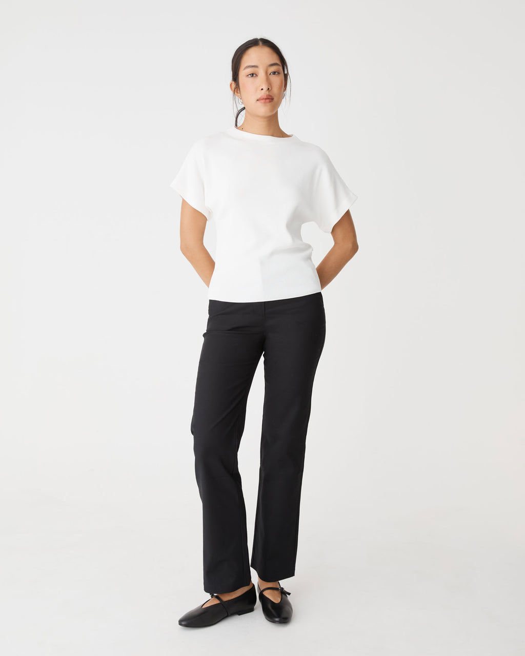 Lauren Straight Pants in black — full-length view