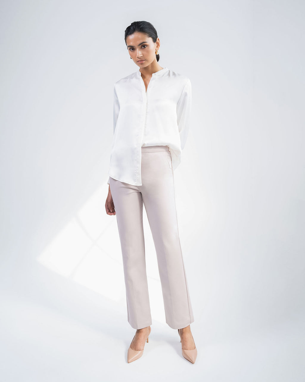 Lauren Straight Pants in grey — full-length view 2