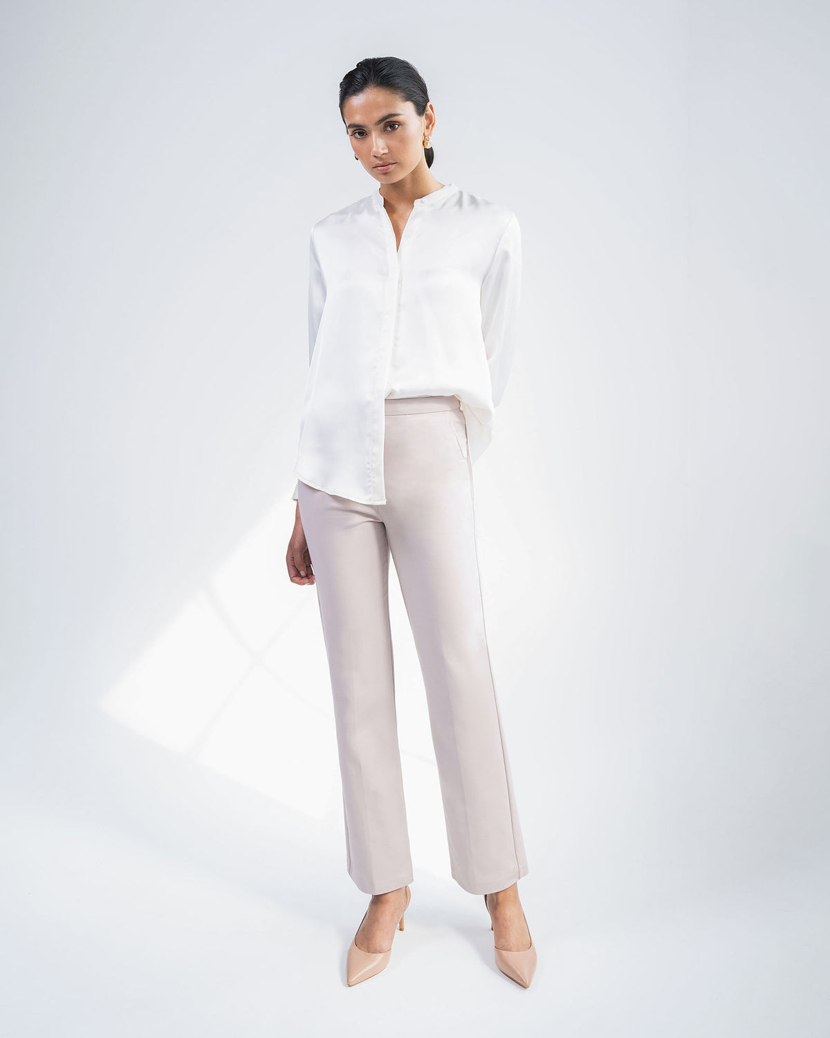 Lauren Straight Pants in grey — full-length view 2