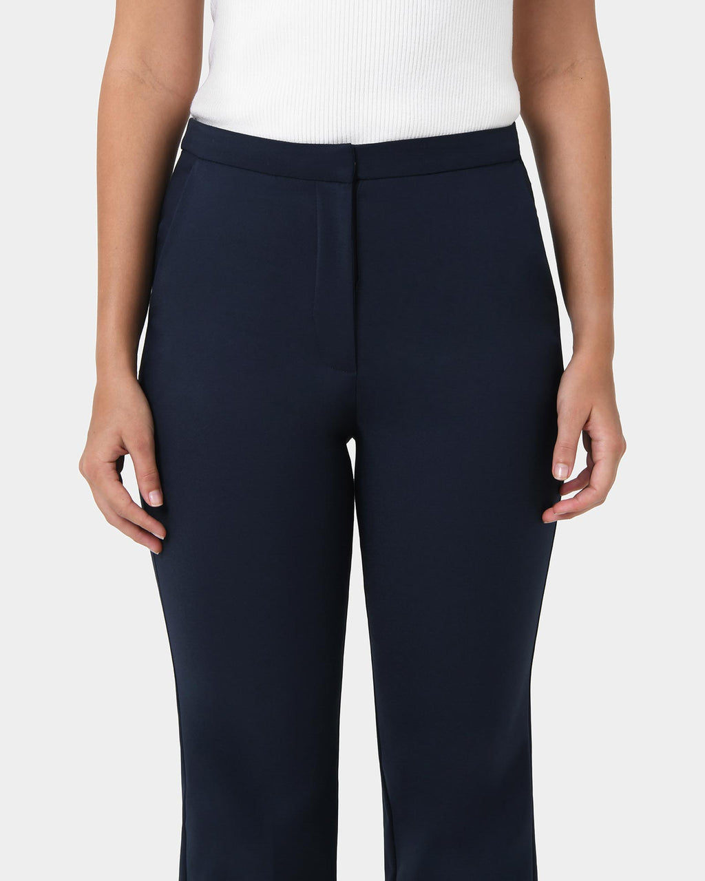Lauren Straight Pants in navy — fabric detail