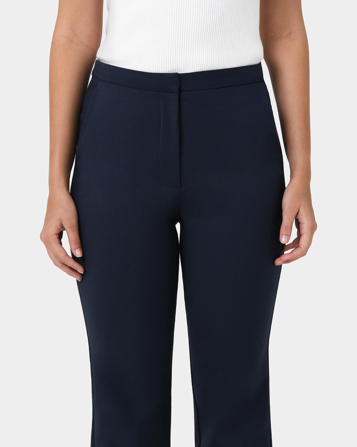 Lauren Straight Pants in navy — fabric detail