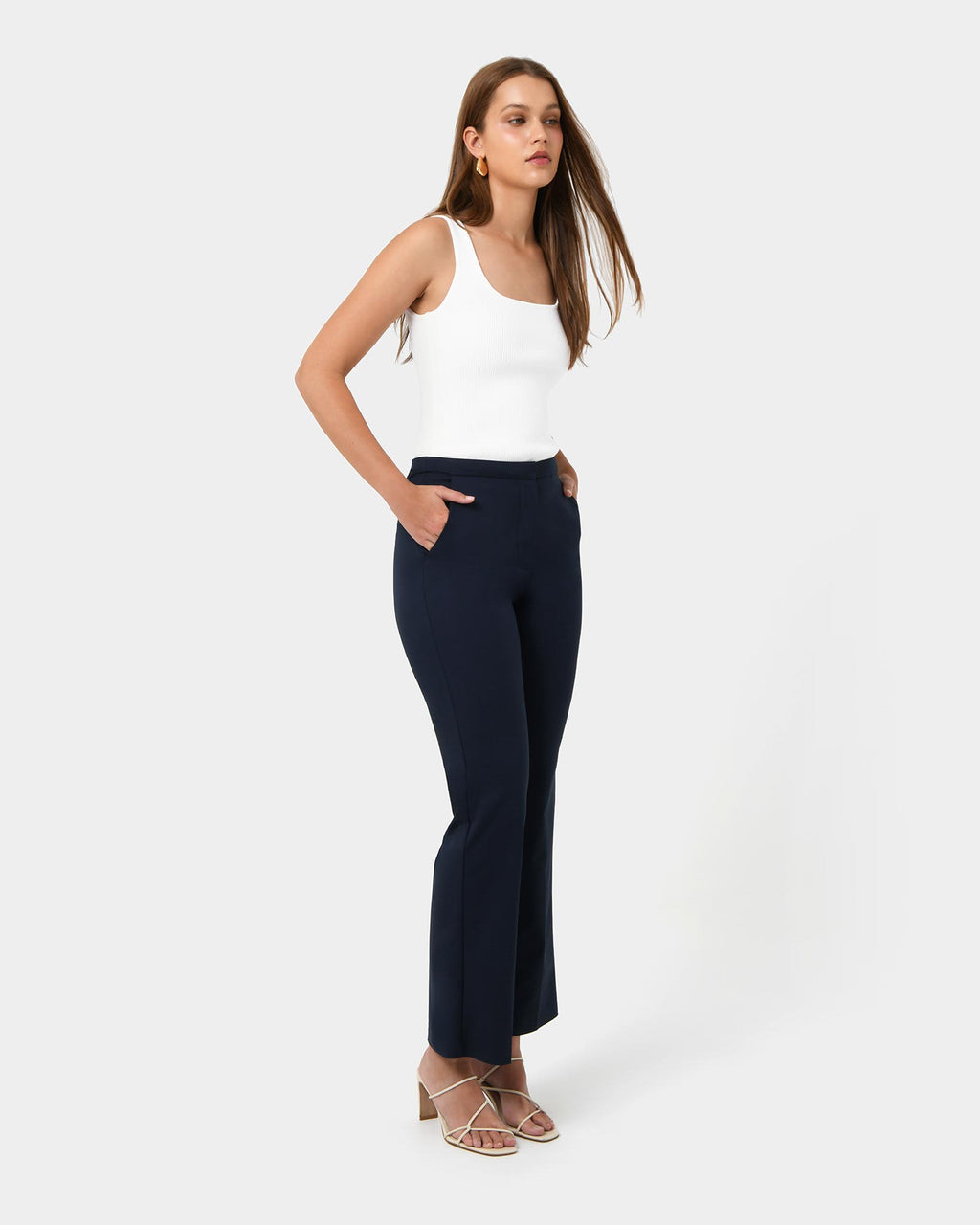 Lauren Straight Pants in navy — side view