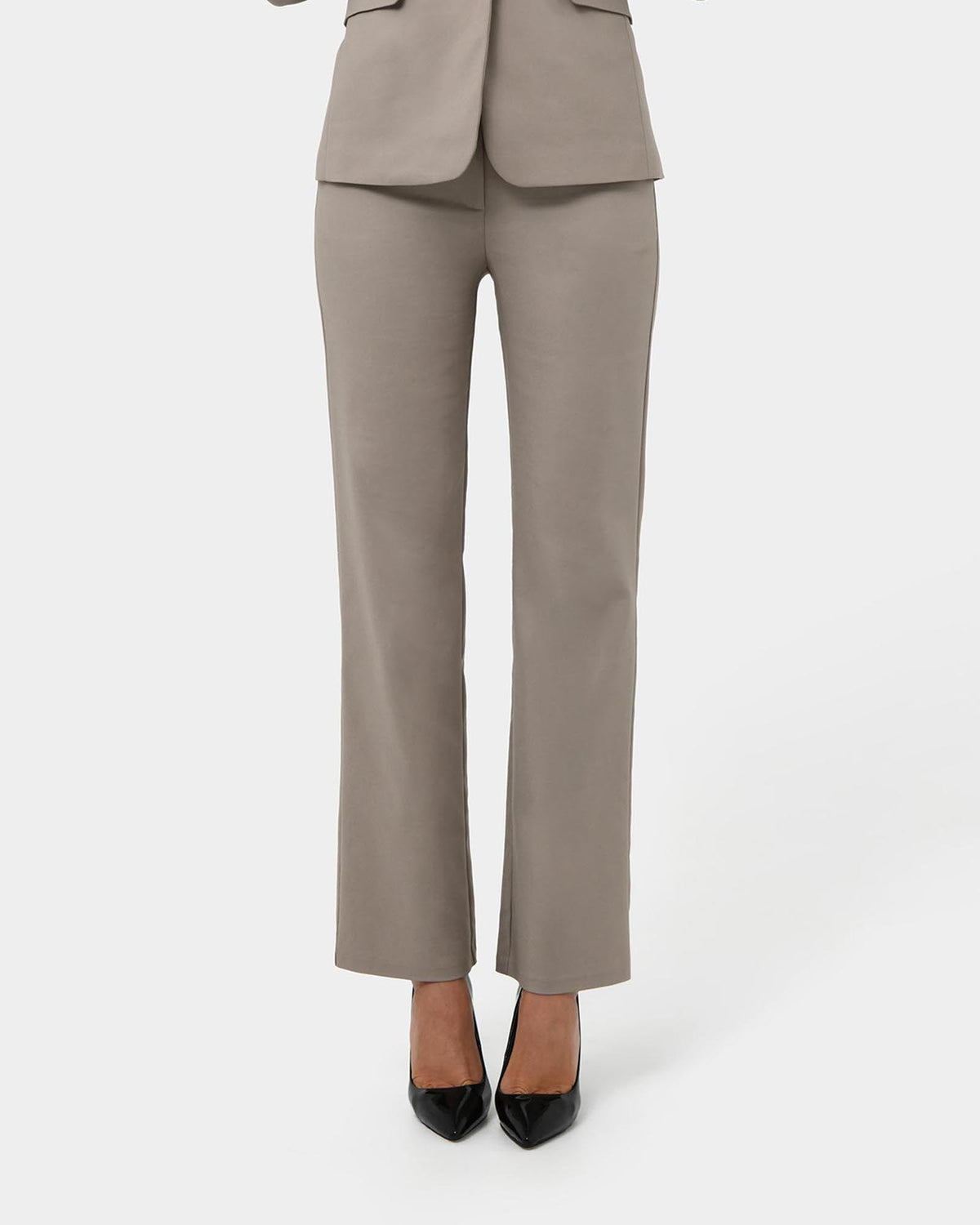 Lauren Straight Pants in stone — close-up view
