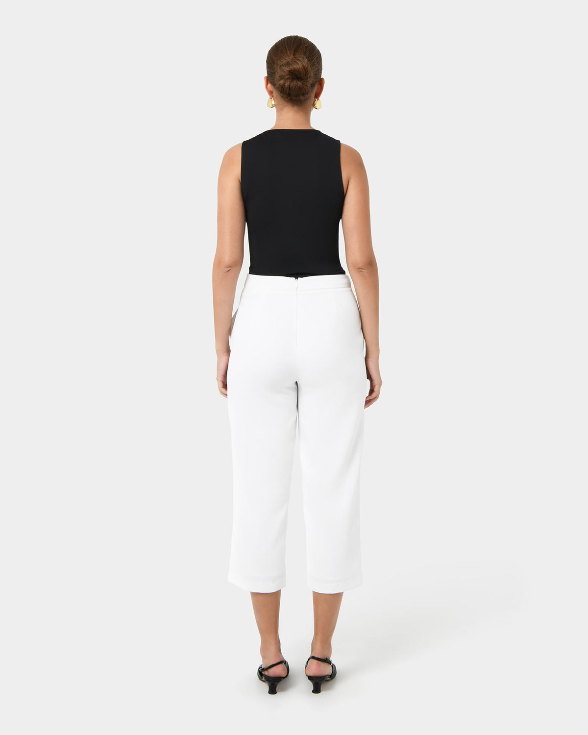 Lexee High-Waist Culotte in ivory — back view