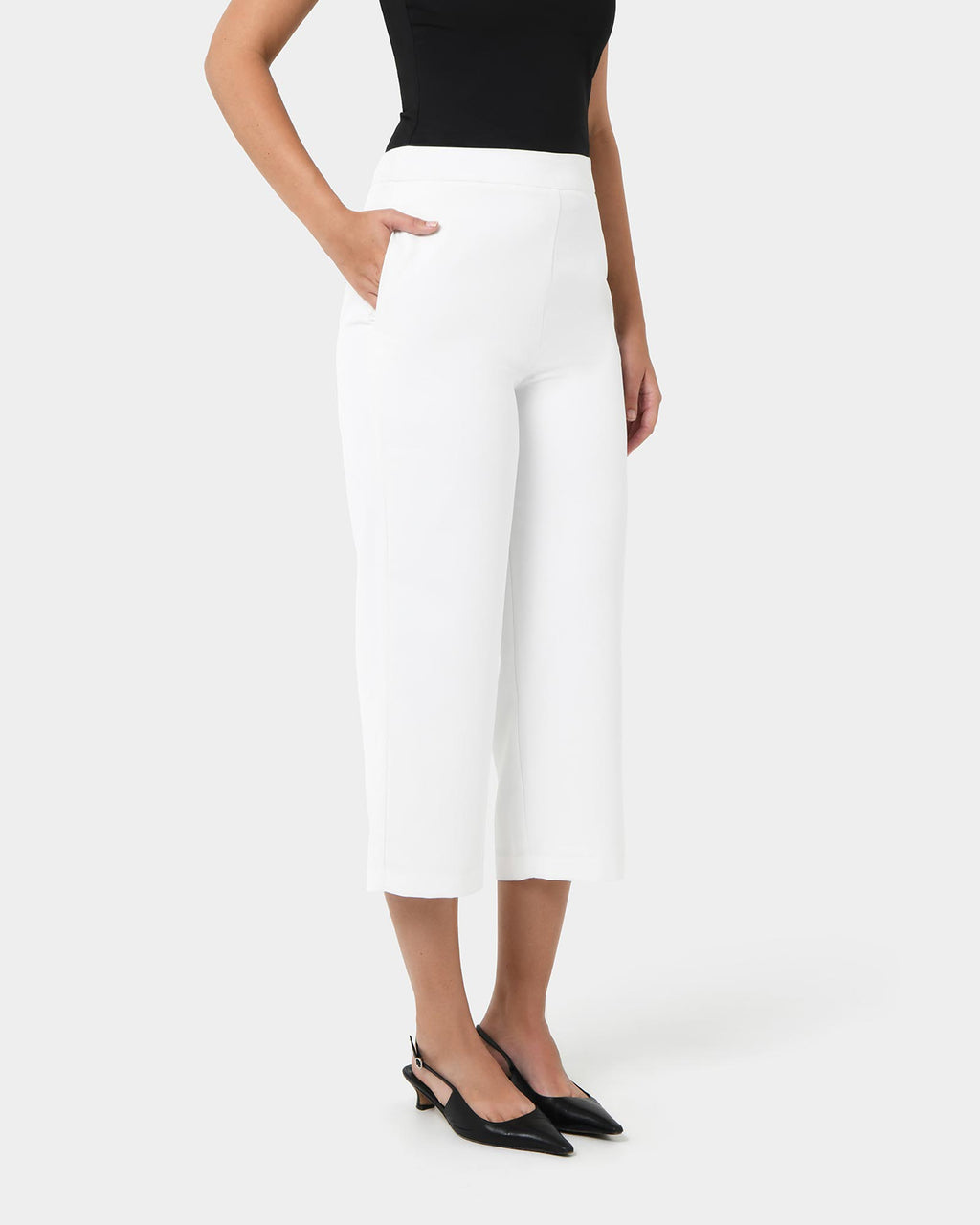 Lexee High-Waist Culotte in ivory — side view