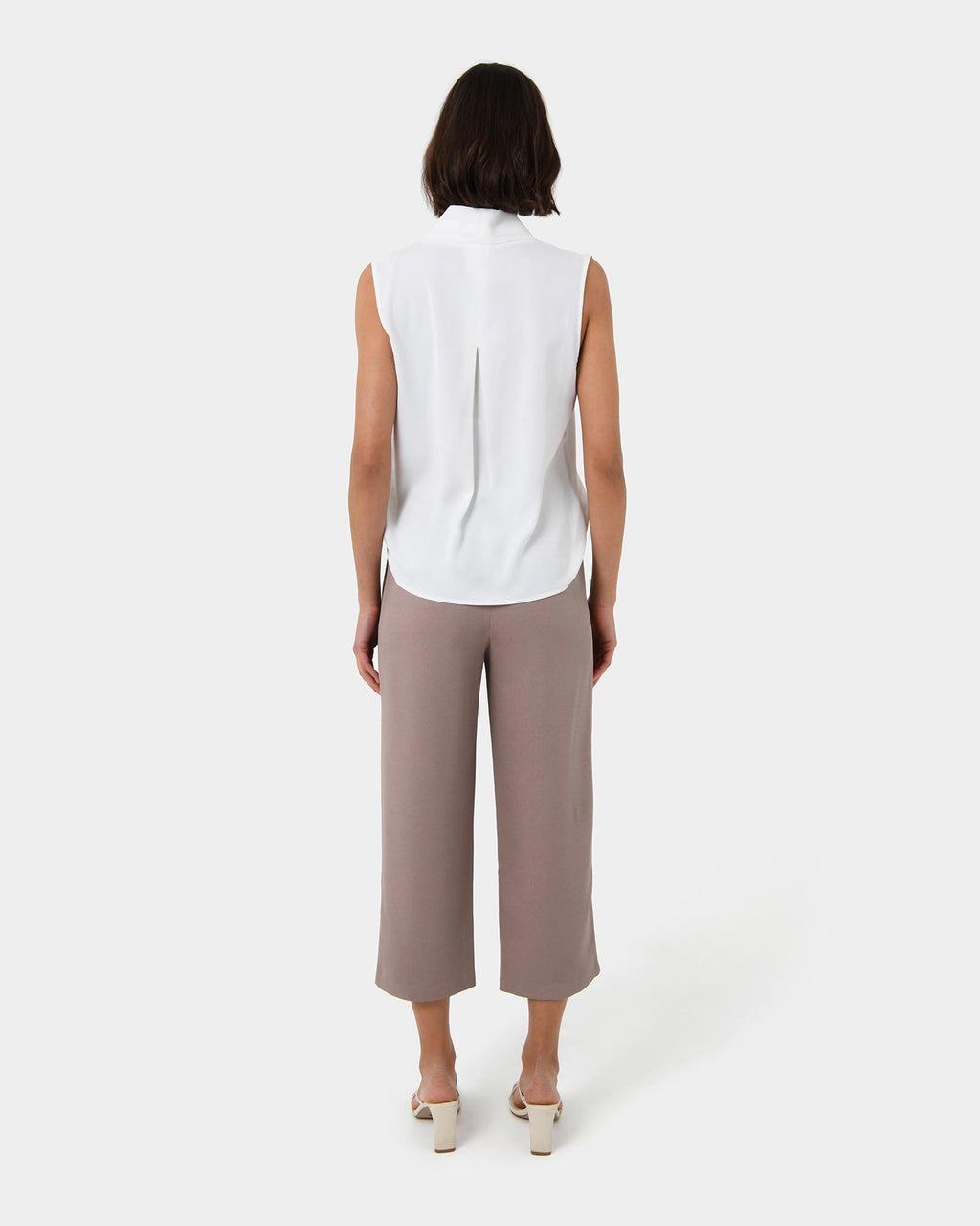 Lexee High-Waist Culotte in mocha — back view