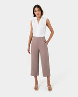 Lexee High-Waist Culotte in mocha — full-length view