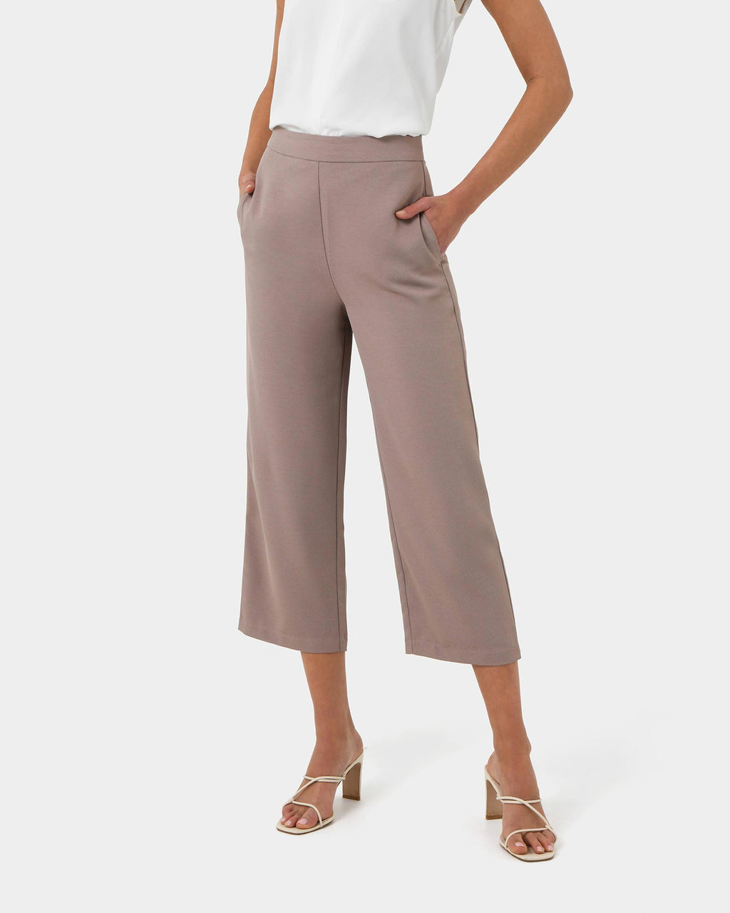 Lexee High-Waist Culotte in mocha — side view