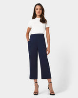 Lexee High-Waist Culotte in navy — full-length view