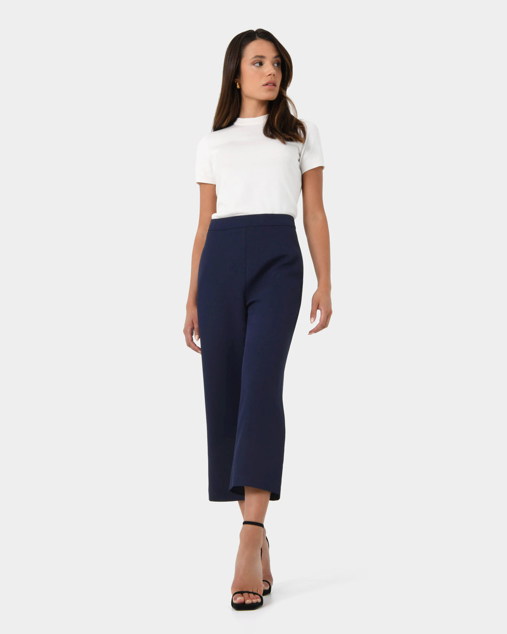 Lexee High-Waist Culotte in navy — full-length view 2