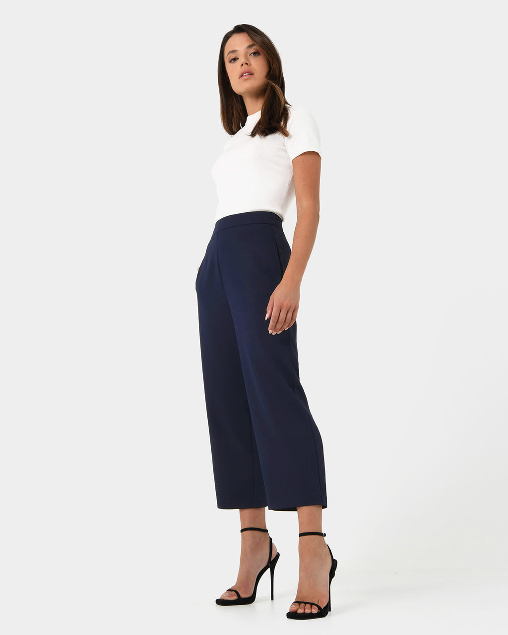Lexee High-Waist Culotte in navy — side view