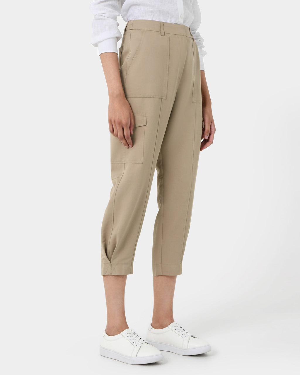 Emiko Cargo Pants in beige — side view