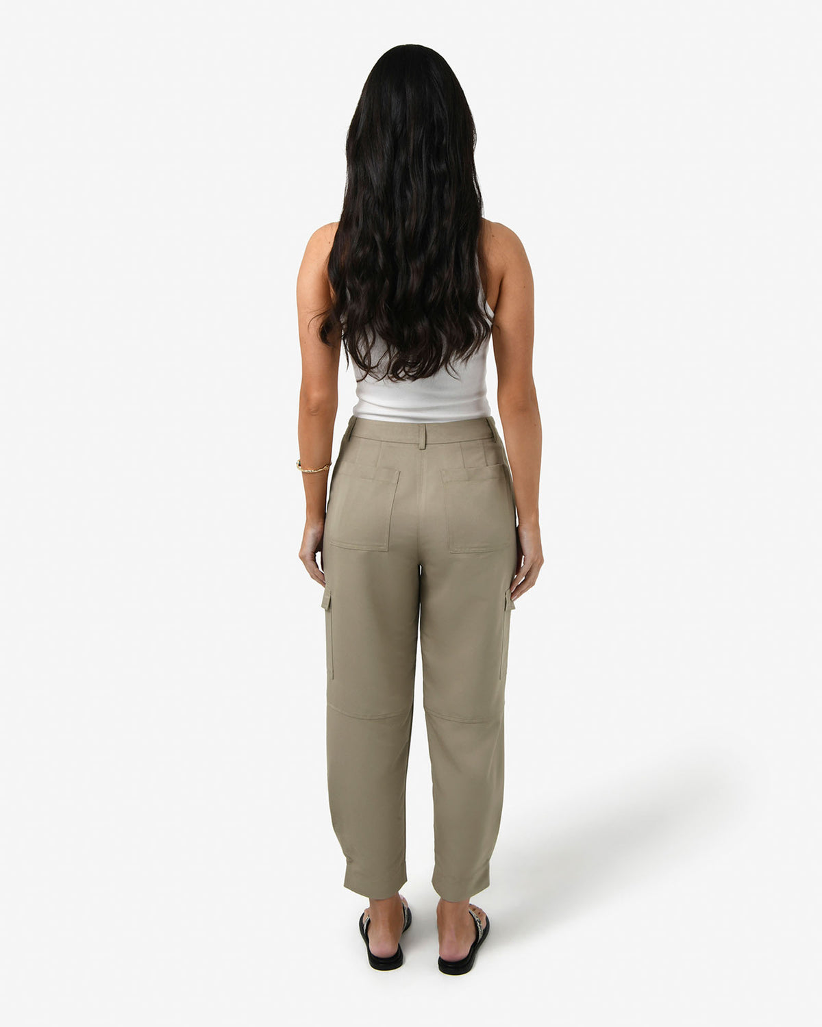 Emiko Cargo Pants in khaki — back view