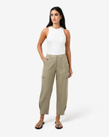 Emiko Cargo Pants in khaki — full-length view
