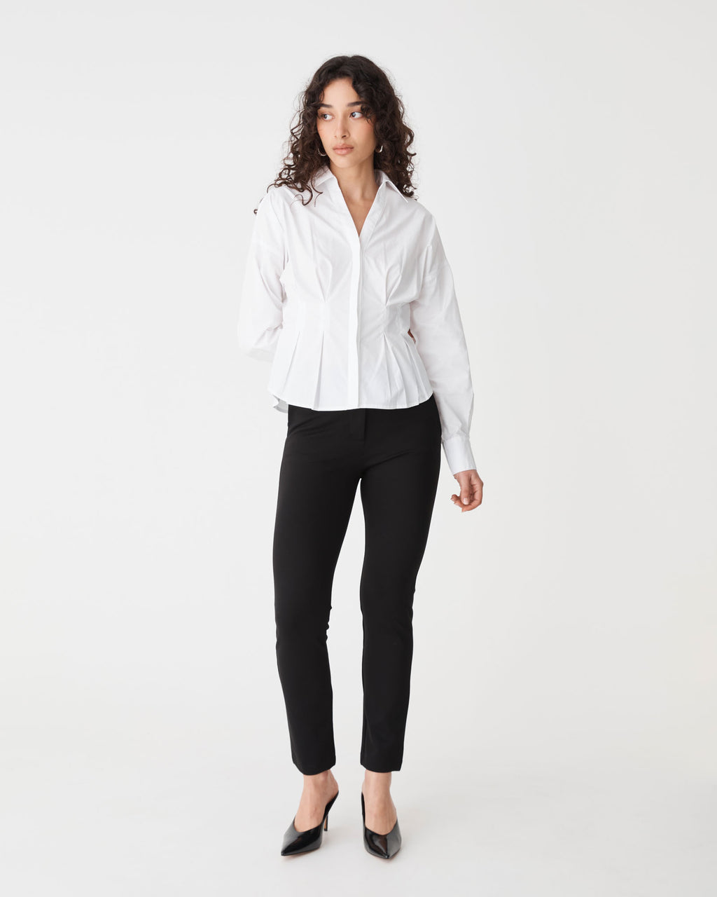 Sutton Slim Pant in black — full-length view