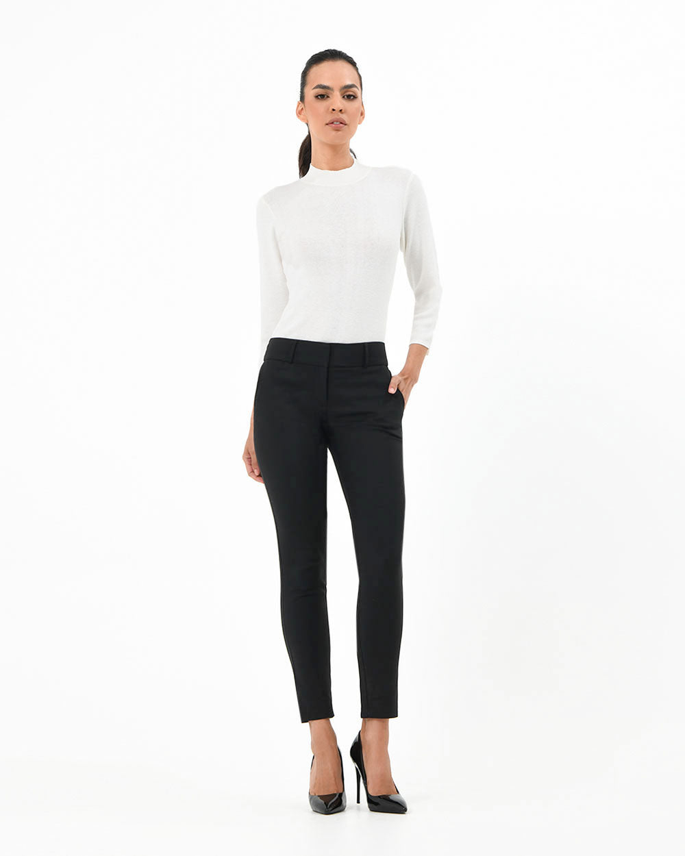 Taylor Slim Pants in black — full-length view