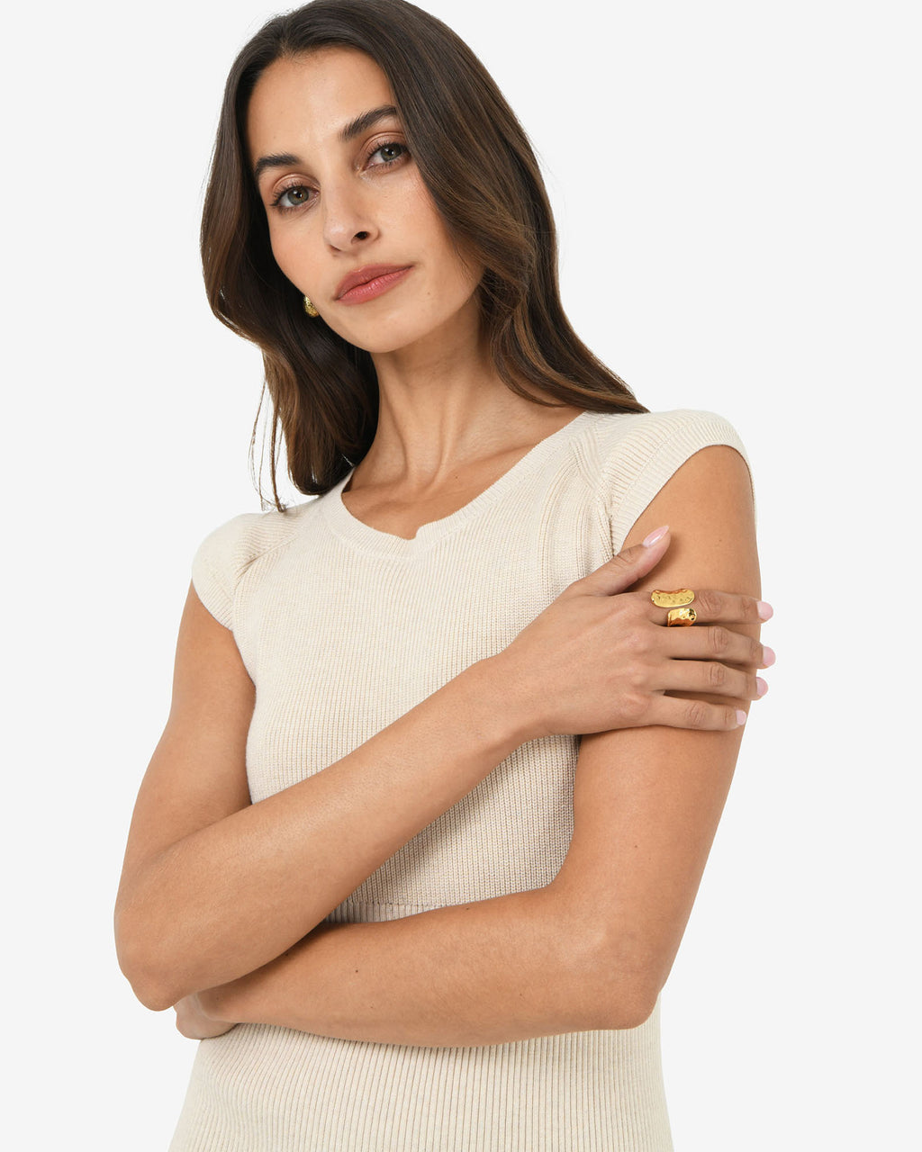 Amara Gold Plated Open Ring in gold — view 6