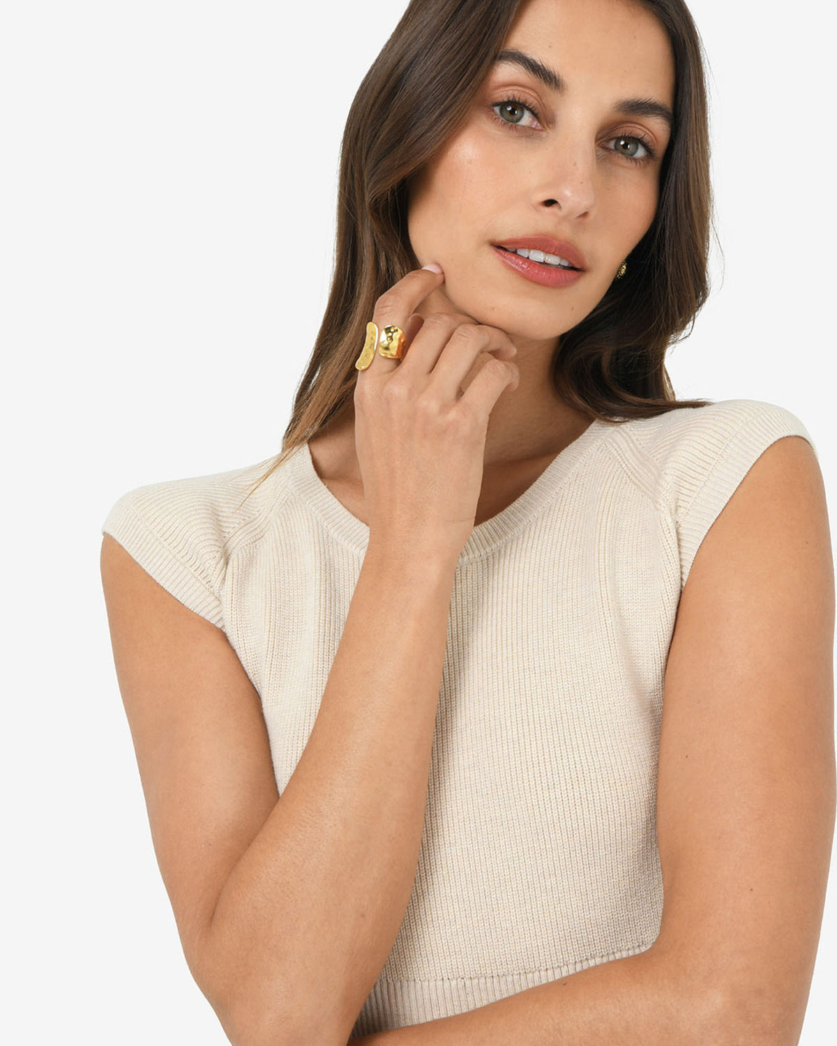 Amara Gold Plated Open Ring in gold — view 5