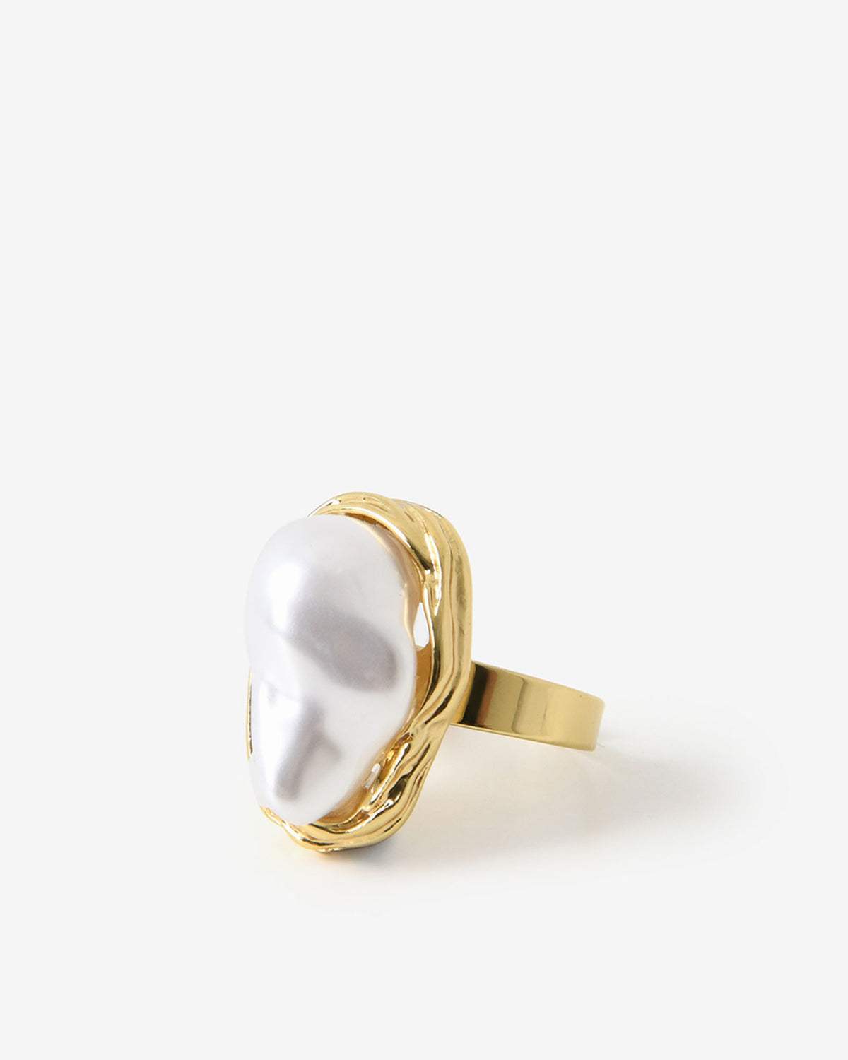 Luna Pearl Statement Ring in gold — product-only view 3