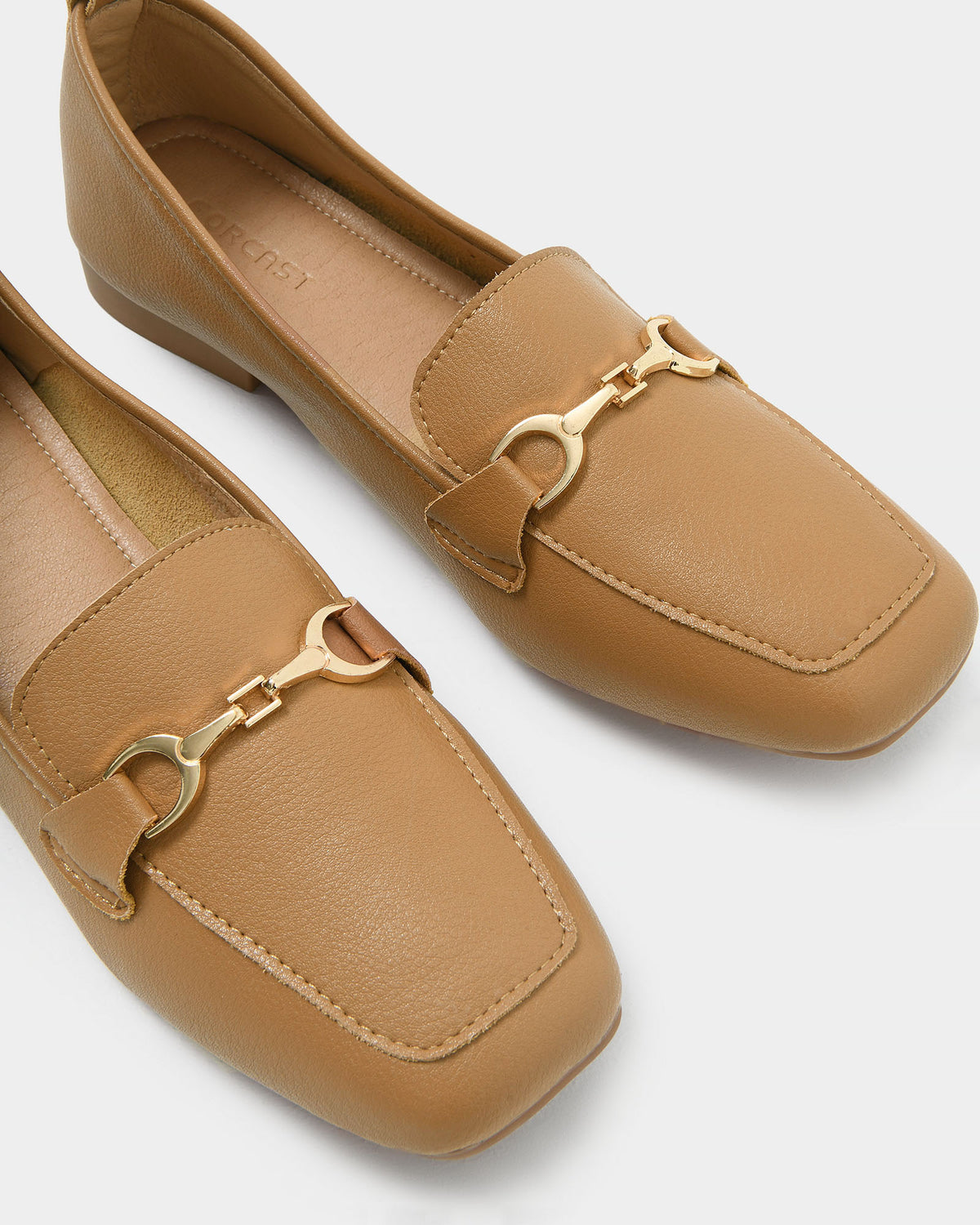 Karina Leather Loafer in pecan brown — fabric detail